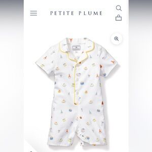Petite Plume Baby's Twill Summer Romper in Birthday Wishes
